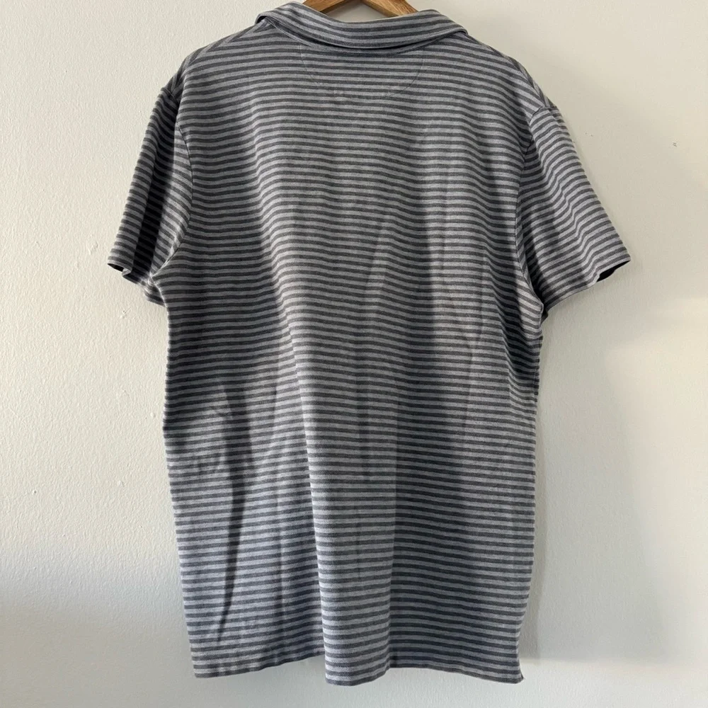 Banana Republic Gray Striped Performance Pique Polo Shirt XL BR Cotton Pocket